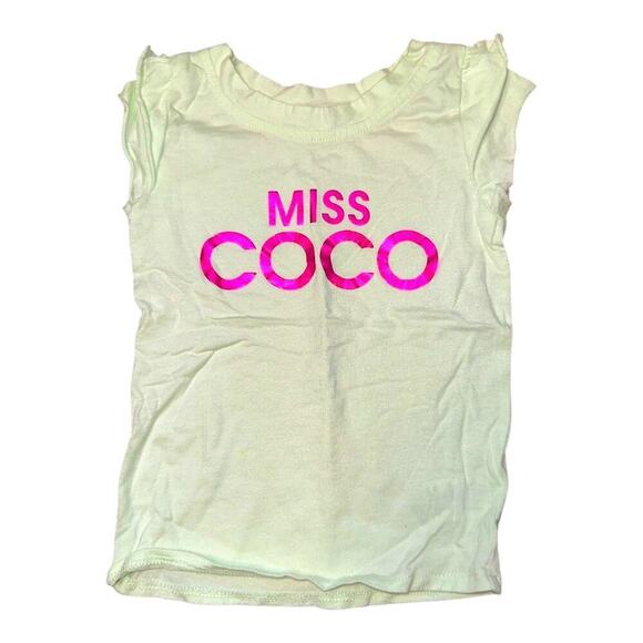 La Vie Jet Setter Lime Green Cap Sleeve Miss Coco Tee Shirt Toddler Girl Size 3T - Picture 1 of 4